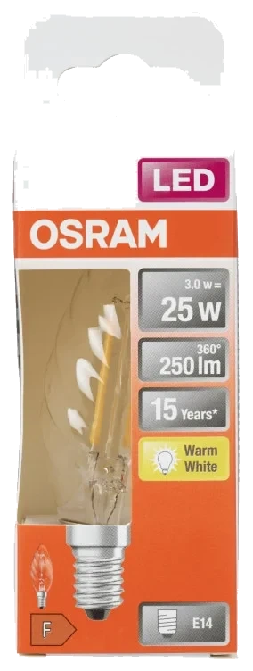 Lyspære Led Cl Bw 25 Klar E14 Osram