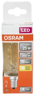 Lyspære Led Cl Bw 25 Klar E14 Osram
