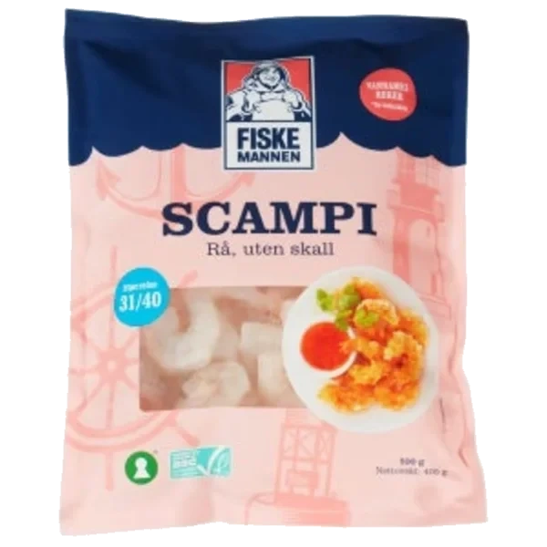 Scampi Asc 31/40 Rå u/skall 500g Fm