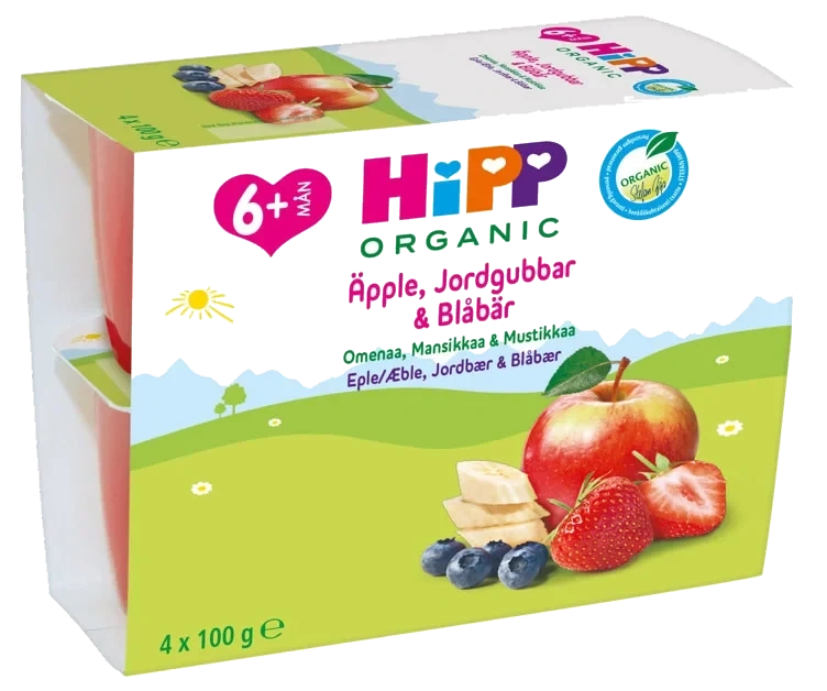 Fruit Break Jordbær&Blåbær&Eple 4x100g Hipp