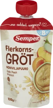 Flerkornsgrøt Eple,Fersken,Aprikos 120g Semper