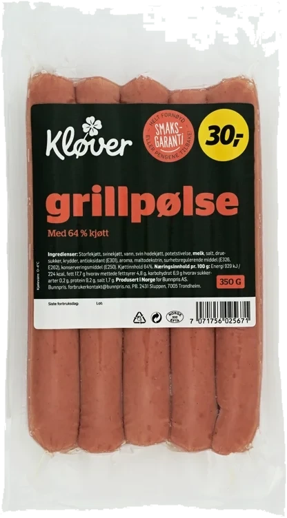 GRILLPØLSE 350 g Kløver