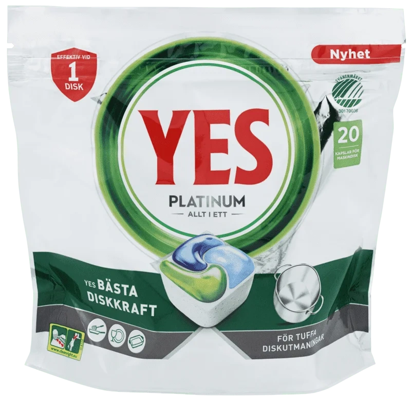 Yes Maskinoppvask Platinum 20 tabletter