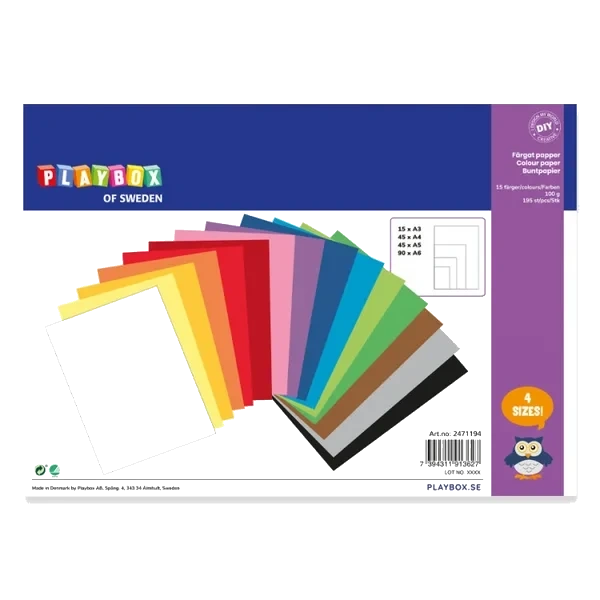 Papir A3 A4 A5 A6 100 G 15 Farger