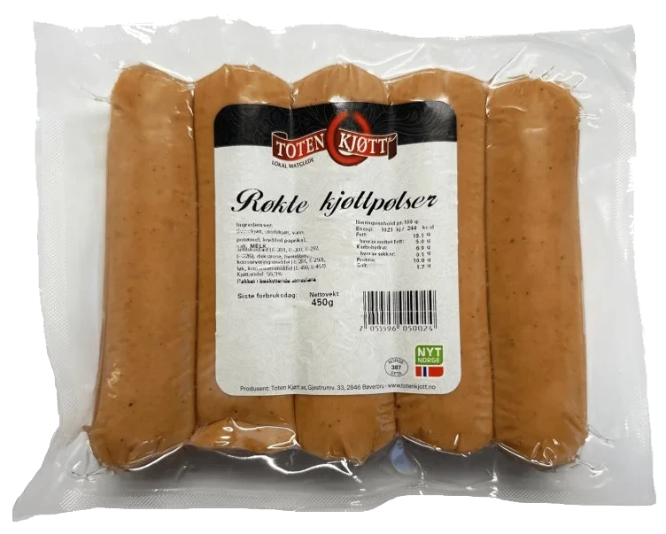 Kjøttpølse Røkt 450g Toten Kjøtt