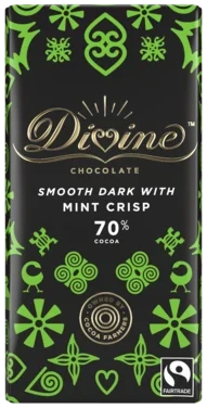 70% Dark Mint Chocolate 90g Divine Fairtrade