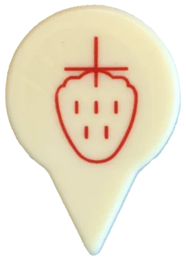 Jordbærpikene Sjokoladeskilt Hvit m/Logo 3,8 Cm, 160 stk