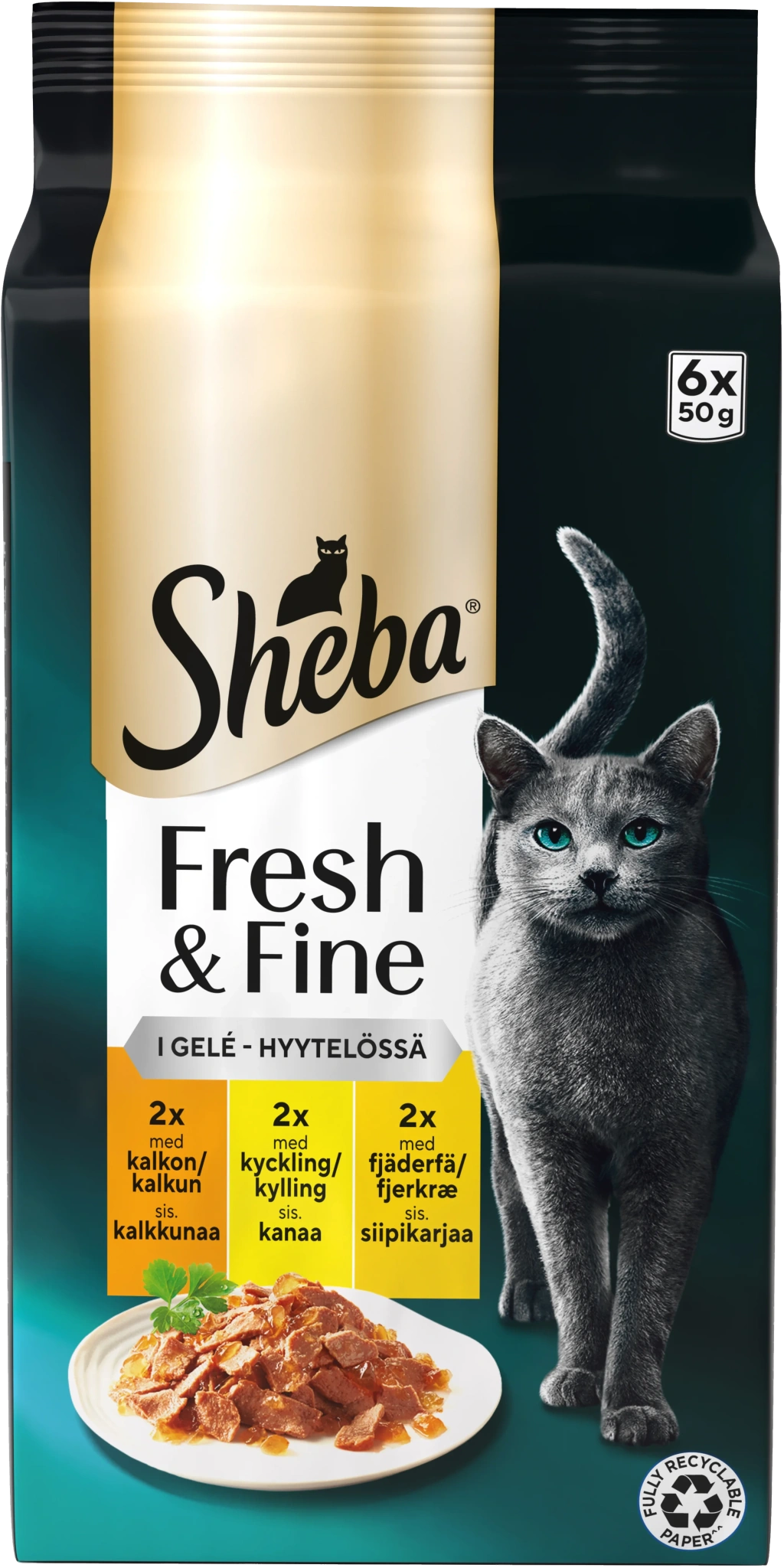 Kattmat Fresh & fine Fågel i gelé 6-pack