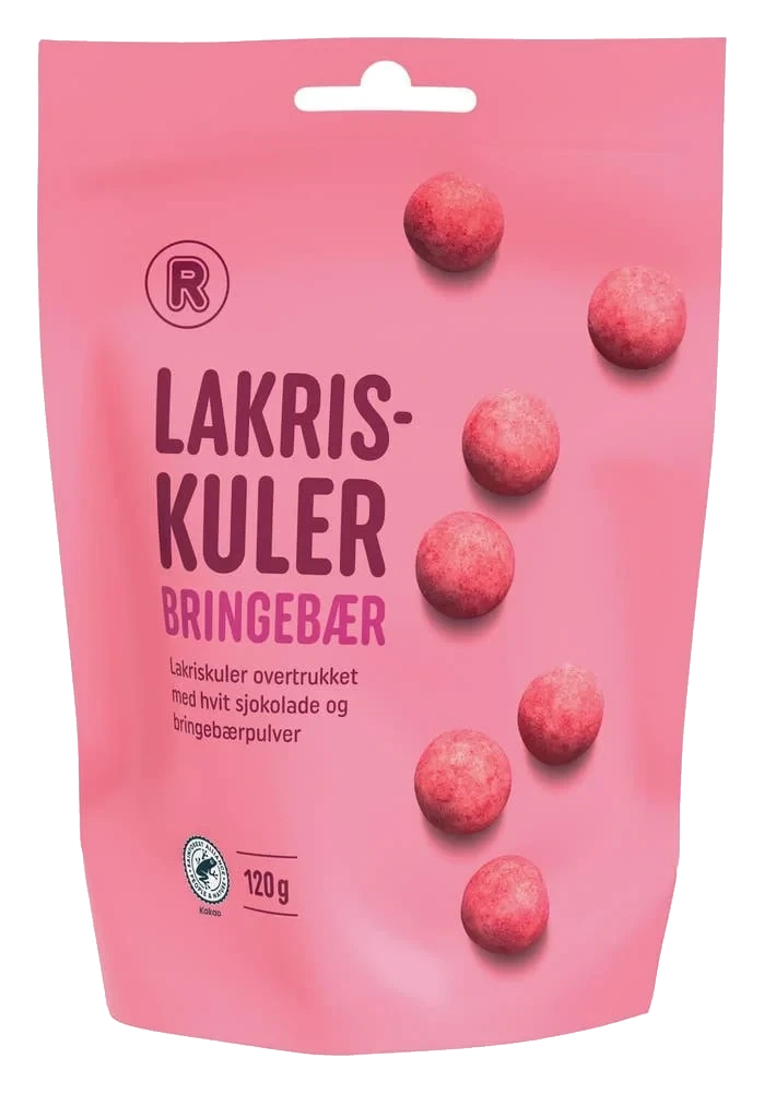 Lakriskuler med bringebærsmak