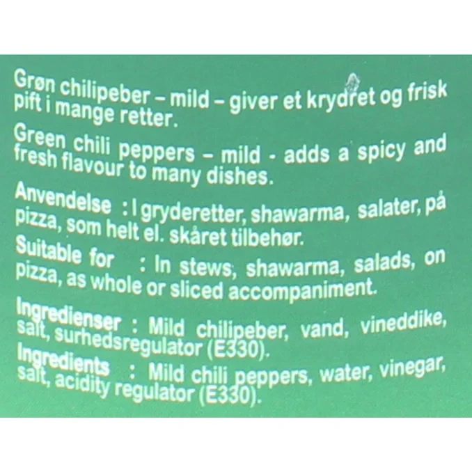Inlagd Grön Chilipeppar