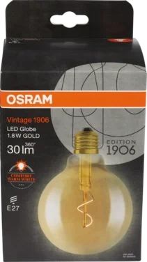 Led Lyspære 1906 Globe 95 E27 1,8W Spiral Klar Gold
