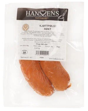 Kjøttpølse Røkt 2pk 280g Hanssens