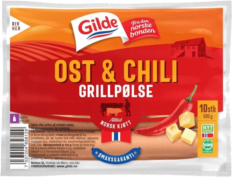 Grillpølse Ost&Chili 600g Enh