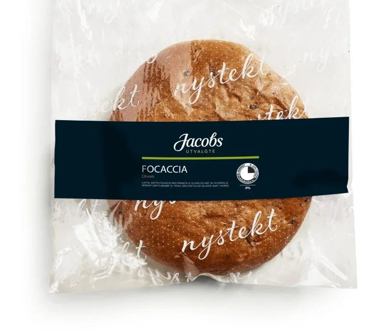 Focaccia m/Oliven Halvstekt 500g Jacobs Utvalgte