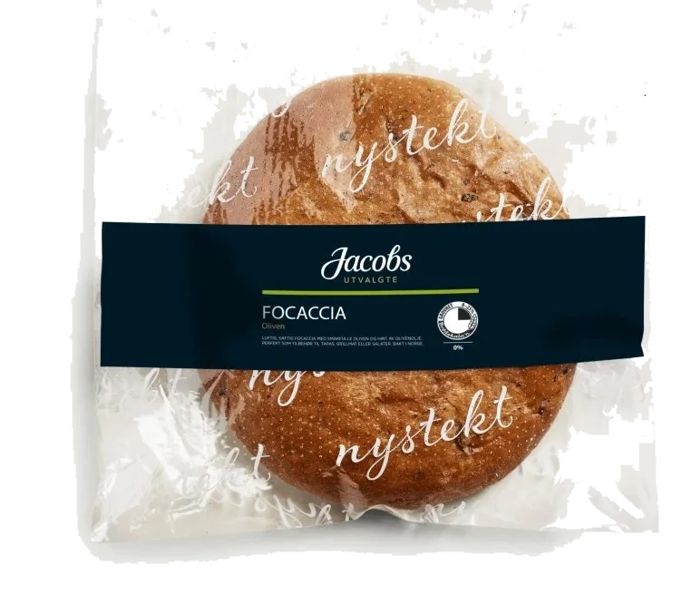 Focaccia m/Oliven Halvstekt 500g Jacobs Utvalgte