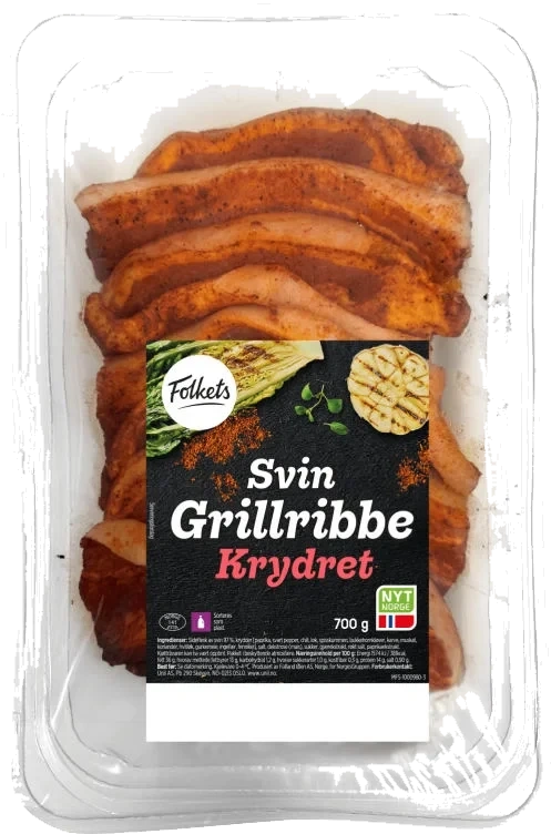 Svin Grillribbe Krydret 700g Folkets