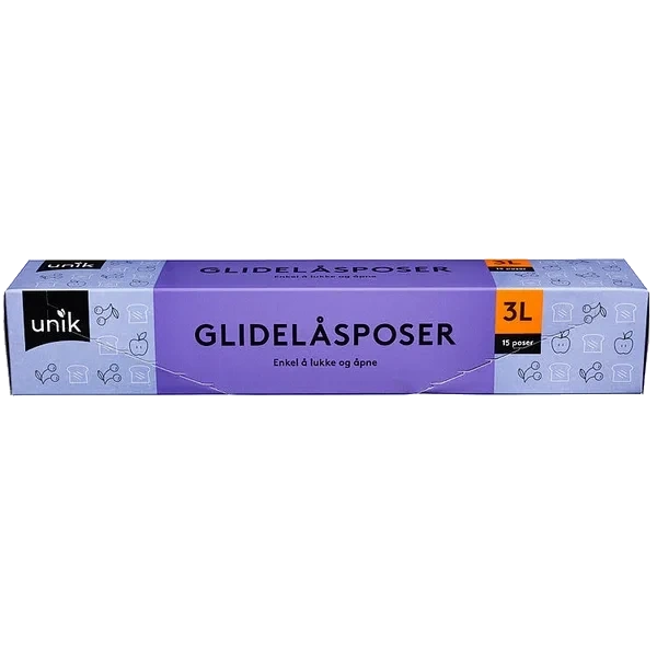 Glidelåspose 3l 15stk Unik
