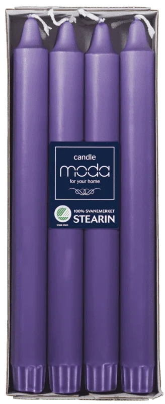 Moda Kronelys Stearin Lilla 24cm 8pk