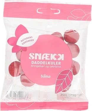 Daddelkuler Bringebær&Lakrisrot 70g Snækk