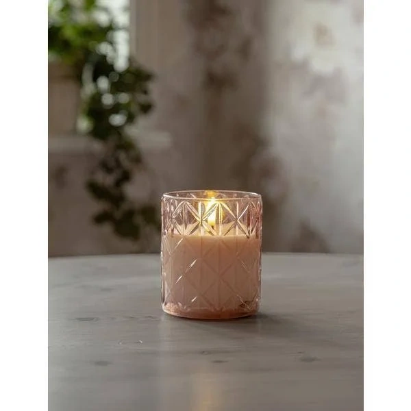 Ljus LED Flamme Romb Rosa 8x10cm