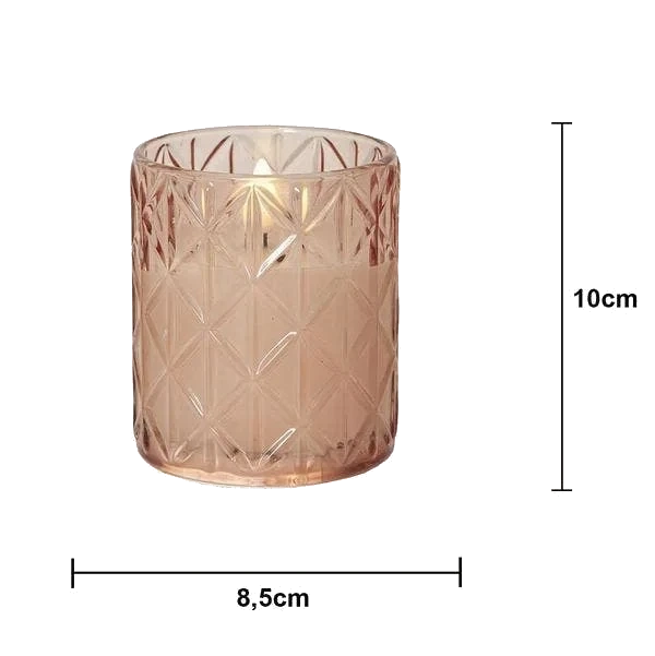 Ljus LED Flamme Romb Rosa 8x10cm