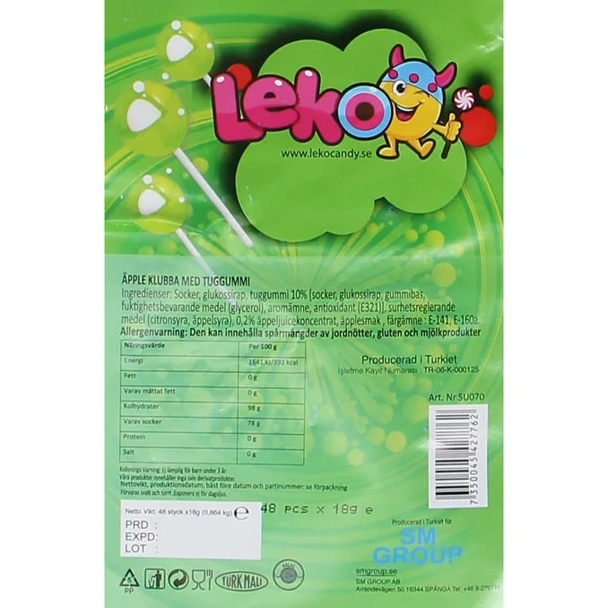 Äpple Klubbor Tuggummi 48-pack