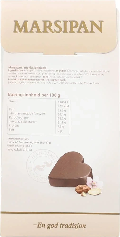 Hjerteformet marsipansjokolade