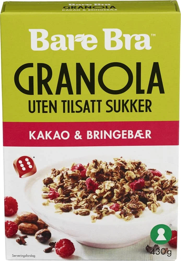 Bare Bra Granola Kakao Bringebær 430g