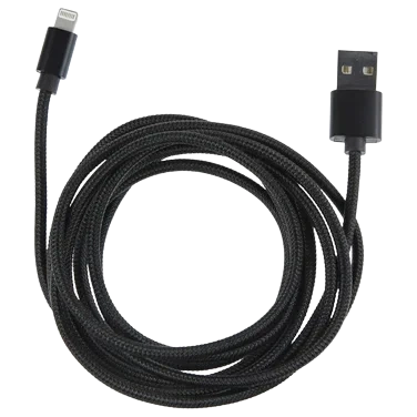 Metalllic Ladekabel Iphone 3m Sort