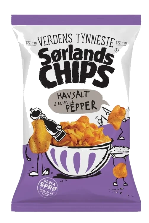 Verdens Tynneste Sørlandschips Havsalt & Pepper 240g