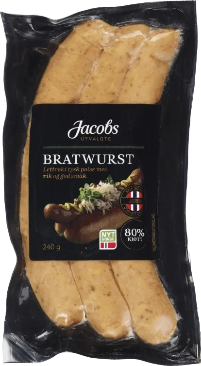 Bratwurst 80% 240g A.Idsøe/Jacobs Utvalgte