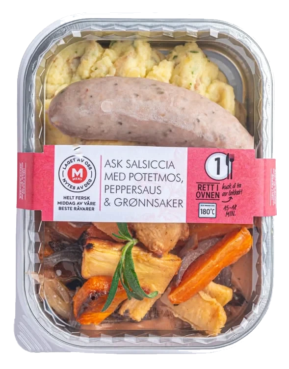 Ask Salsiccia Varm m/Potetmos & Peppersaus pr stykk