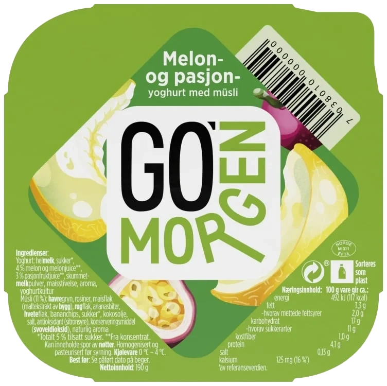 Go'morgen Melon-/pasjonsyoghurt M/müsli 190g