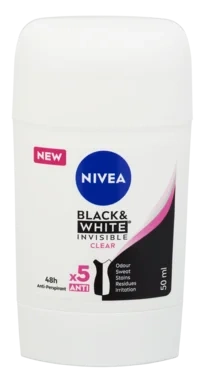 Nivea Deodorant Stick Black & White Anti-stain Invisible, 50ml