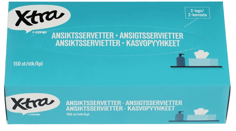 X-tra Ansiktservietter 150stk