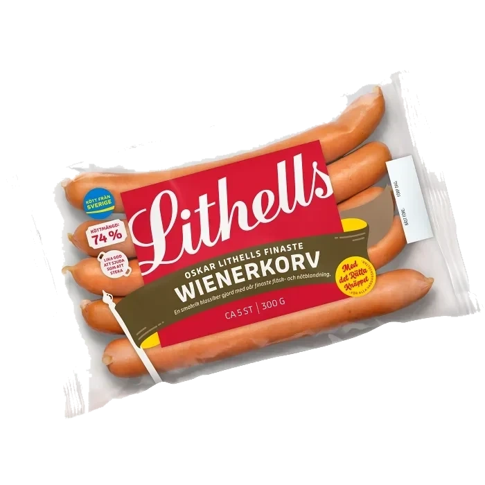 Wienerkorv 5-pack 74% Kötthalt 300g Lithells
