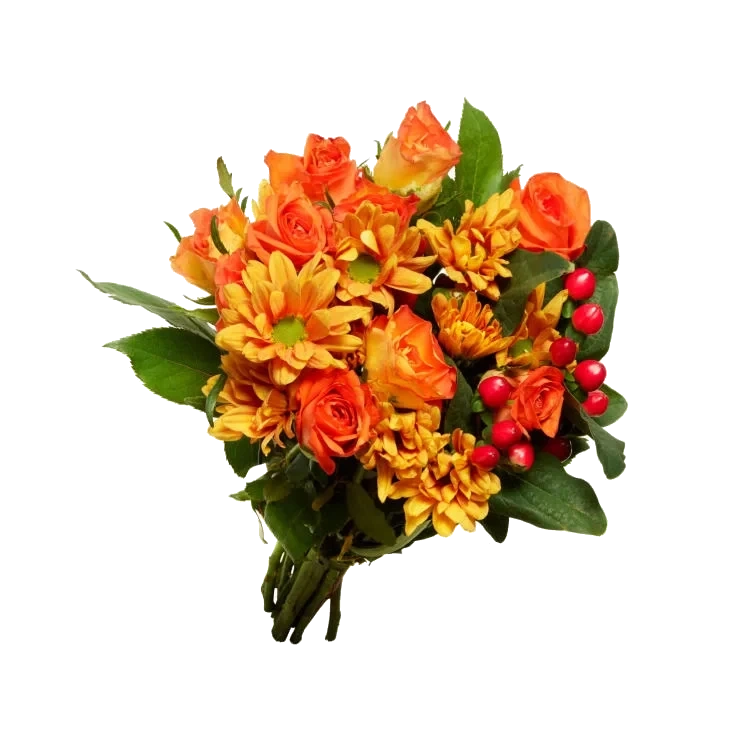 Helgebukett Roser Chrysanthemum Hyperikum