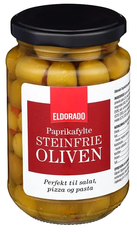 Oliven Paprikafyll u/sten 340g Eldorado