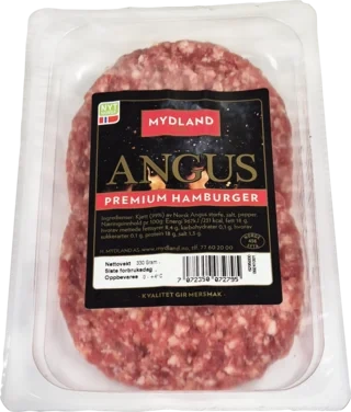 Angus Premium Hamburger 2 X 165g Fersk Mydland