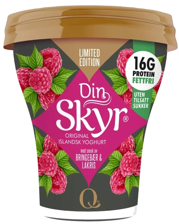 Din Skyr Bringebær&Lakris 160g Q