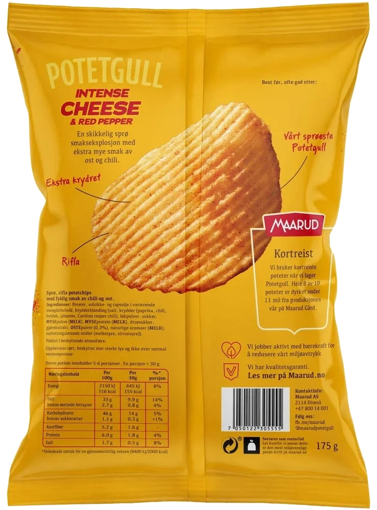 Potetgull Intense cheese & red pepper