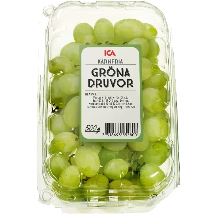 Druvor Thompson Seedless Gröna kärnfria 500g Klass 1 ICA