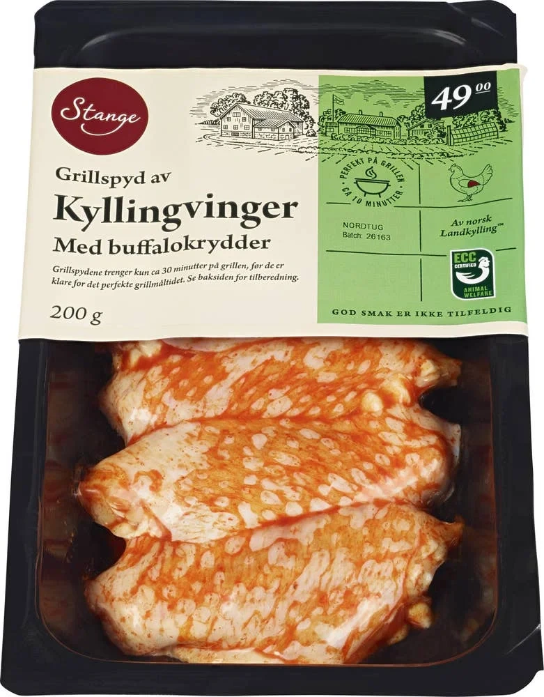 Grillspyd med kyllingvinger buffalo