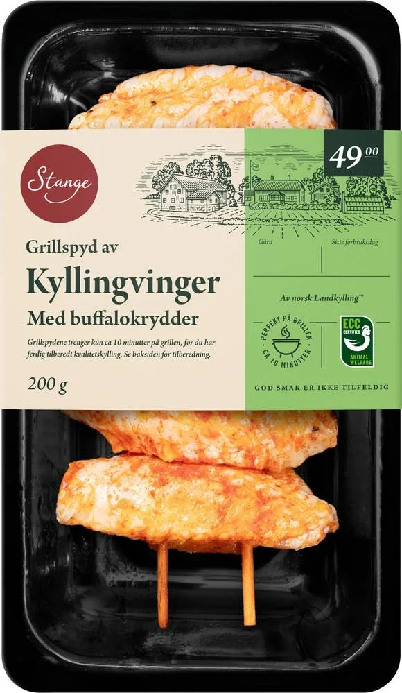 Grillspyd med kyllingvinger buffalo
