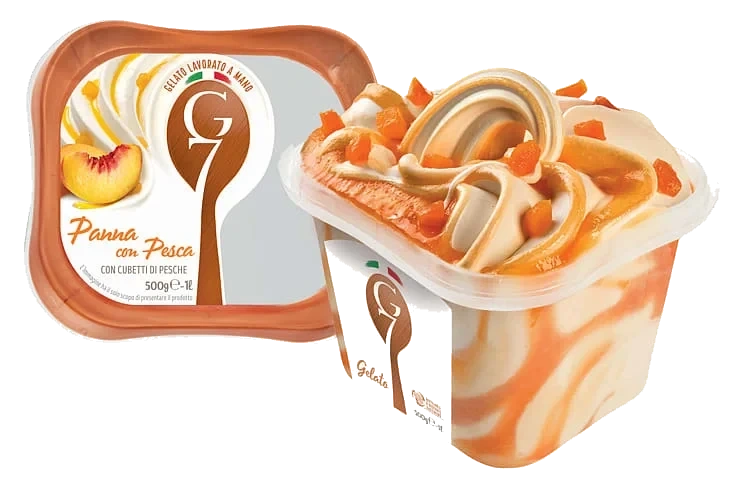 Panna Con Pesca 1l G7 Ekte Italiensk Iskrem