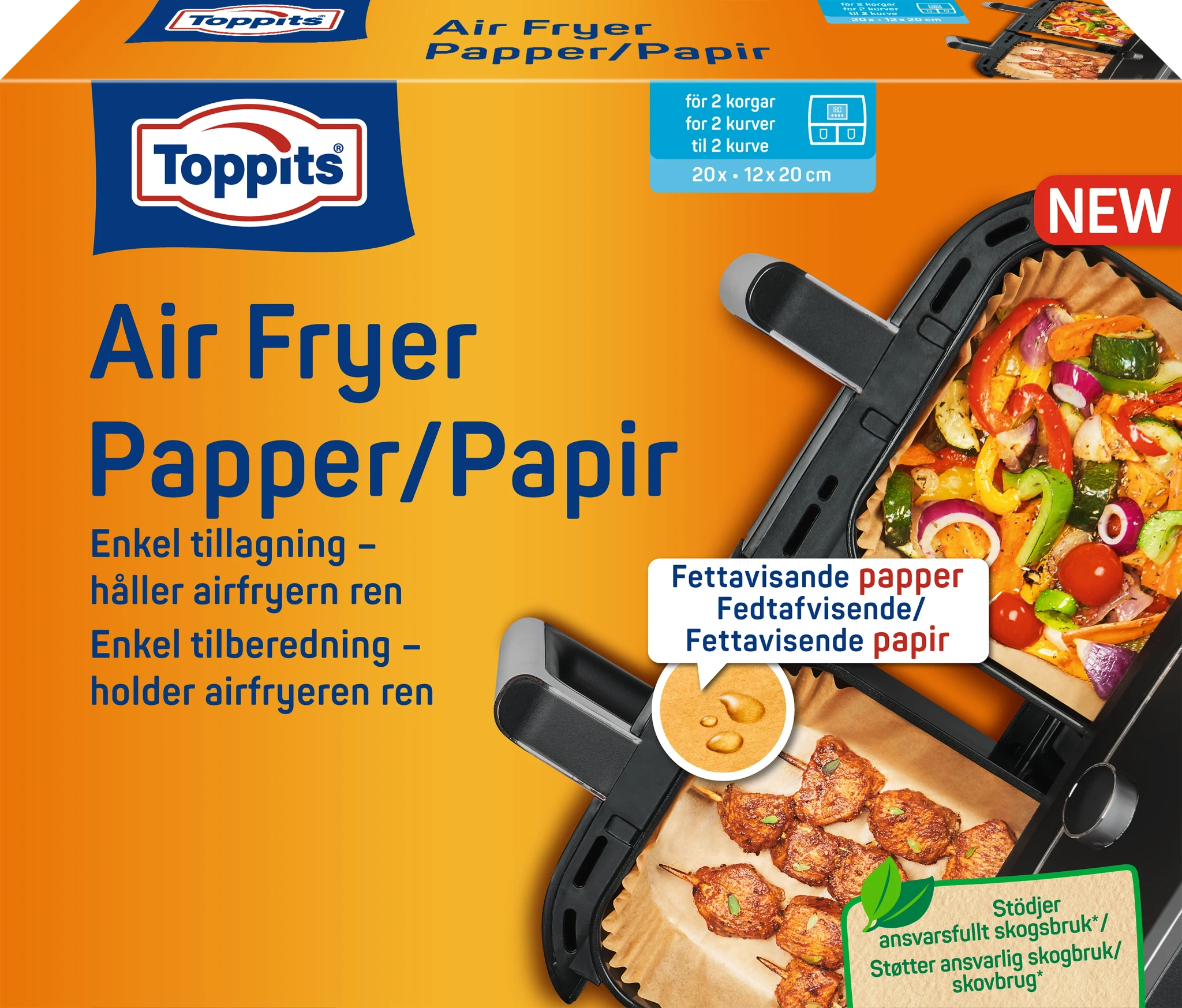 Airfryer papper Rektangel 20-pack