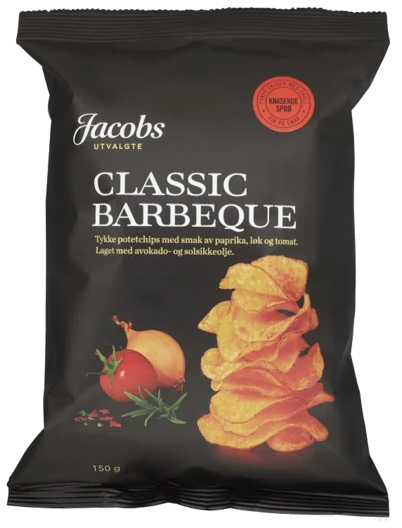 Potetchips Tykke Classic Barbeque 150g Jacobs