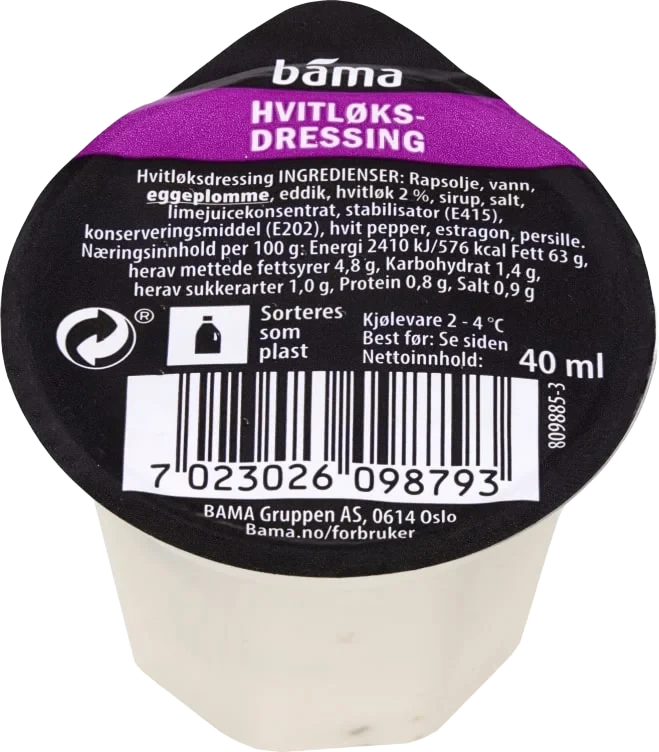 Hvitløksdressing 40g Bama Salatbar