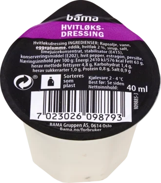 Hvitløksdressing 40g Bama Salatbar