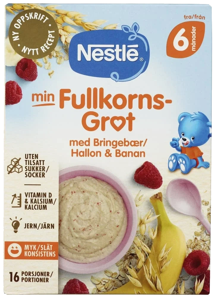 Min fullkornsgrøt Bringebær og banan